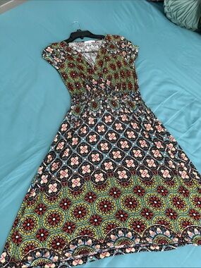 Spense Multicolor Floral Mosaic Maxi Dress in Black, Red, Green, Yellow
